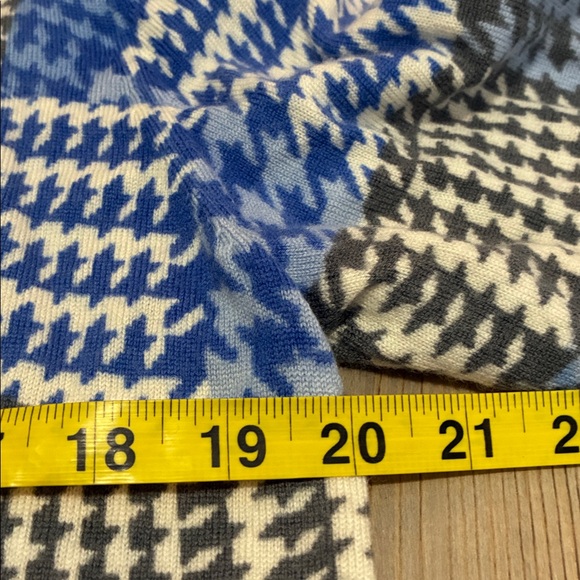 Talbots Merino Wool Open Front Cardigan Blue Gray Hounds Tooth Paisley Womens XL - Picture 5 of 9